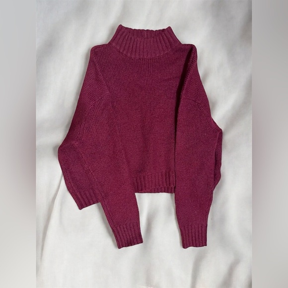 American Eagle Outfitters Sweaters - Women’s XL Maroon American Eagle cropped turtle neck sweater